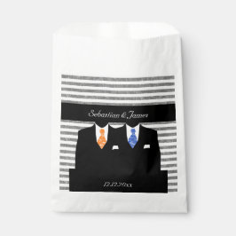 Bolsa De Papel Sr. y Sr. Gay Boda Naranja Personalizado Azul
