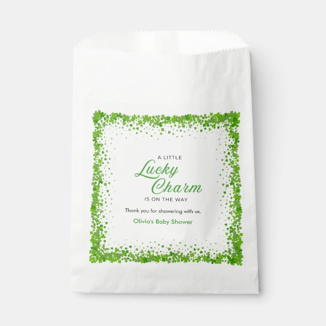 Bolsa De Papel St Patrick's Day A Little Lucky Charm Baby Shower  (Anverso)
