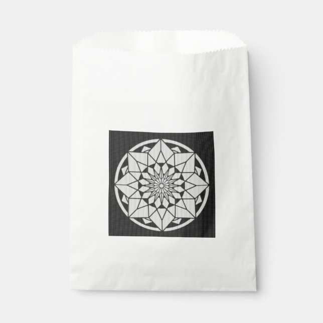 Bolsa De Papel Star Mandala tejiendo blanco y negro (Anverso)