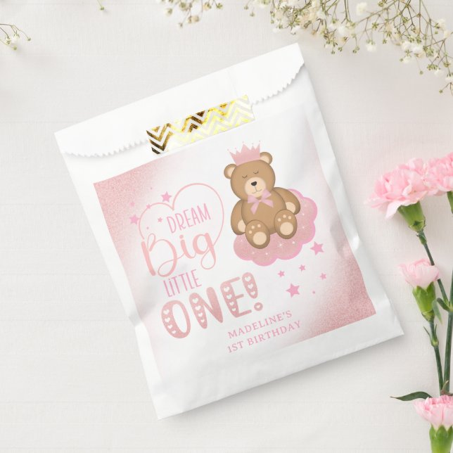 Bolsa De Papel Starry Dream Big Little One Sleepy Bear Cumpleaños (Sellado)