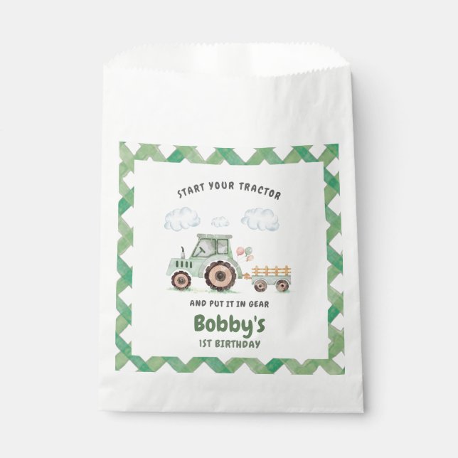 Bolsa De Papel Start Your Tractor 1st Birthday (Anverso)