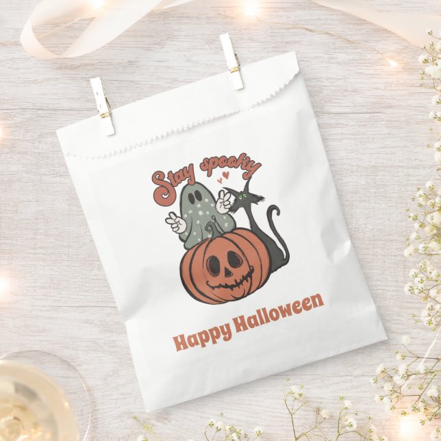 Bolsa De Papel Stay Spooky Ghost Jack-O' Lantern Feliz Halloween (Cortado)