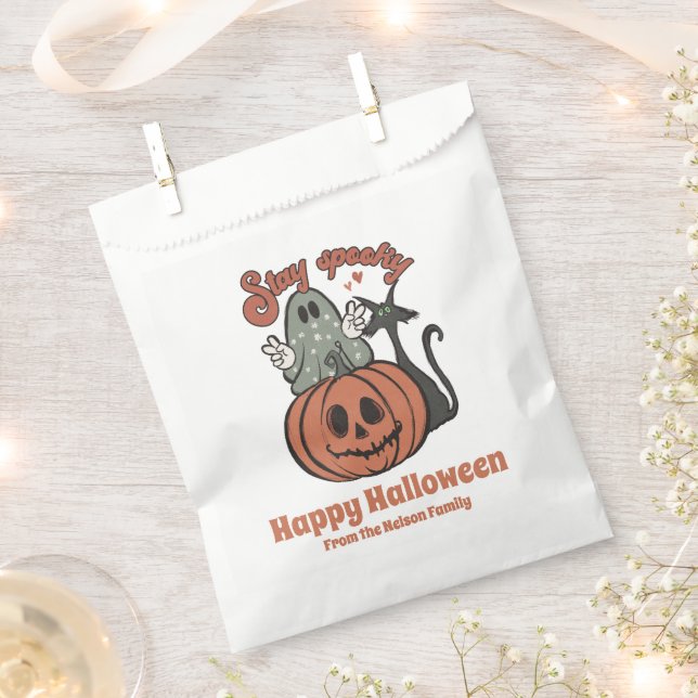 Bolsa De Papel Stay Spooky Ghost Jack-O' Lantern Feliz Halloween (Cortado)