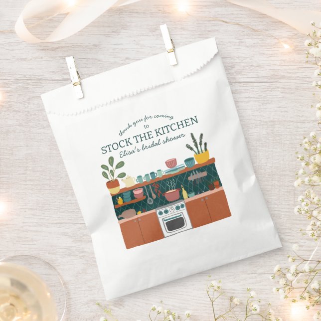 Bolsa De Papel STOCK THE KITCHEN Bridal Shower Cute CUSTOM (Cortado)