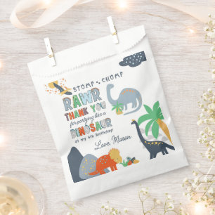 Bolsa De Papel Stomp Chomp Rawr Dinosaur Birthday Gracias
