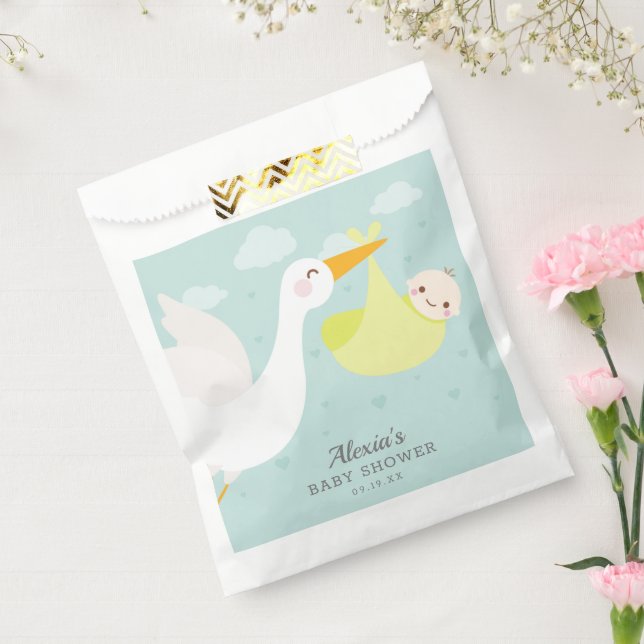 Bolsa De Papel Stork Yellow Bundle Unisex Baby Shower (Sellado)