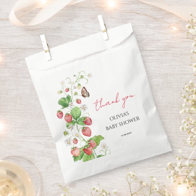 Bolsa De Papel Strawberry Baby Shower (Cortado)