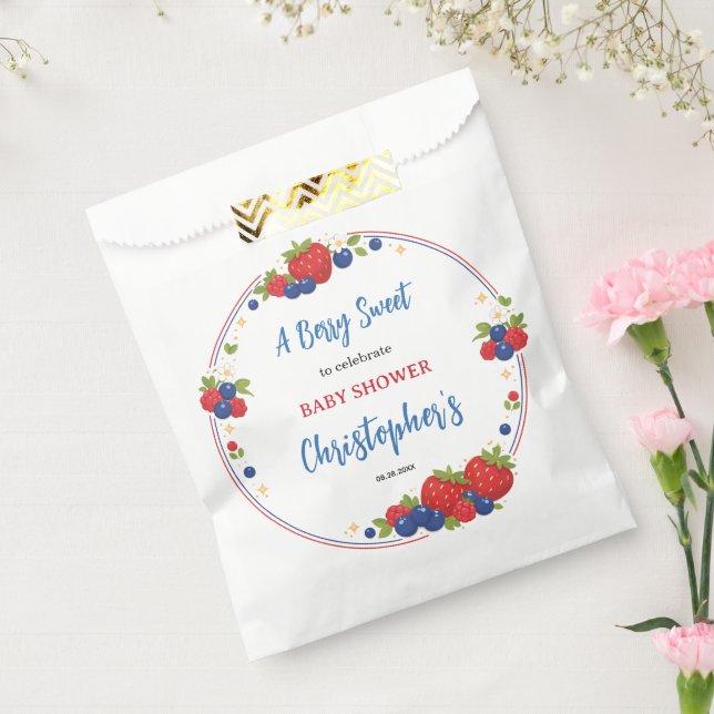 Bolsa De Papel Strawberry Blueberry Berry Sweet Baby Shower (Sellado)