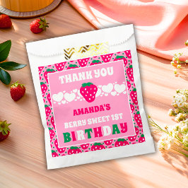Bolsa De Papel Strawberry First Birthday Celebration Thank You
