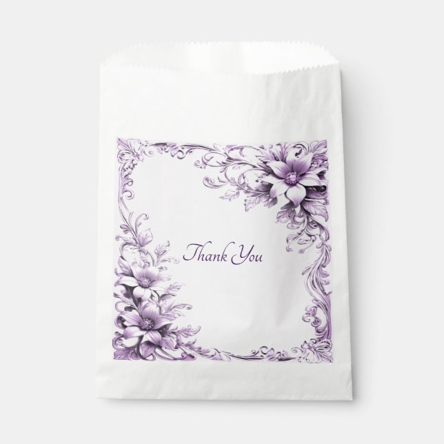 Bolsa De Papel Stylish Purple Flowers Favor Bag (Anverso)