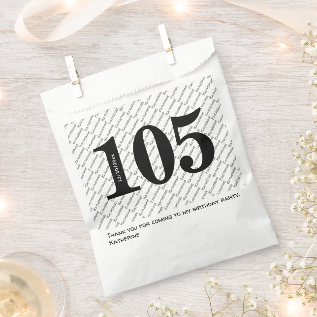 Bolsa De Papel Su patrón de nombre negrita Edad negra 105 Número  (Cortado)