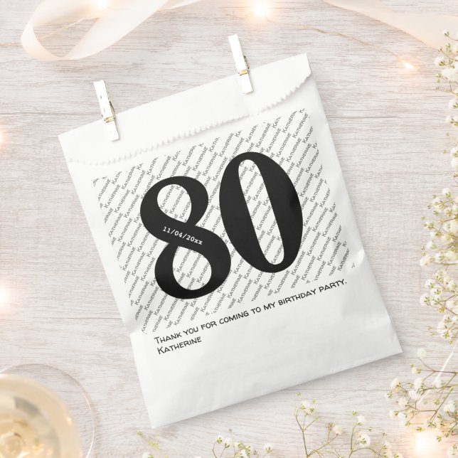 Bolsa De Papel Su patrón de nombre negrita Edad negra 80 Fecha de (Cortado)
