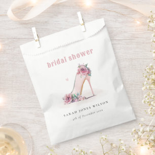 Bolsa De Papel Suave ducha de novia floral de tacones altos rosad