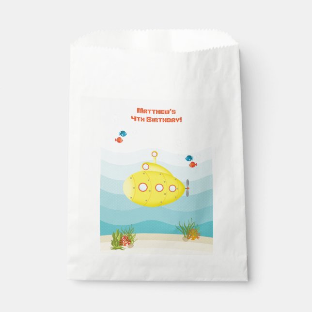 Bolsa De Papel Submarino Amarillo Mar Profundo (Anverso)