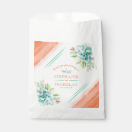 Bolsa De Papel Suculento boda de naranja verde acuarela