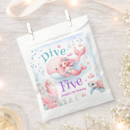 Bolsa De Papel ¡Sumergirse en las cinco! Chica Sirenita Rosada Qu