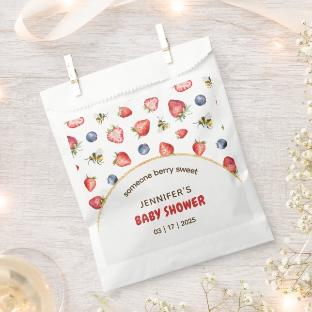 Bolsa De Papel Summer Berry Sweet Watercolor Baby Shower (Cortado)