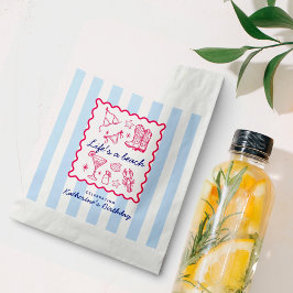 Bolsa De Papel Summer Blue Stripes Pink Beach Favorites Birthday 