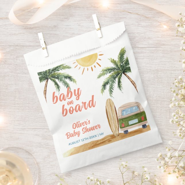 Bolsa De Papel Summer Boho Surf Beach Van Baby Shower (Cortado)