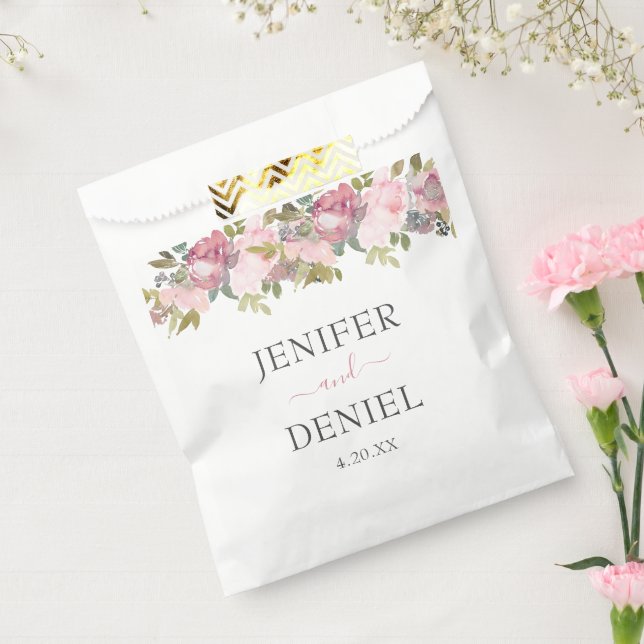 Bolsa De Papel Summer Garden Watercolor Floral Wedding (Sellado)