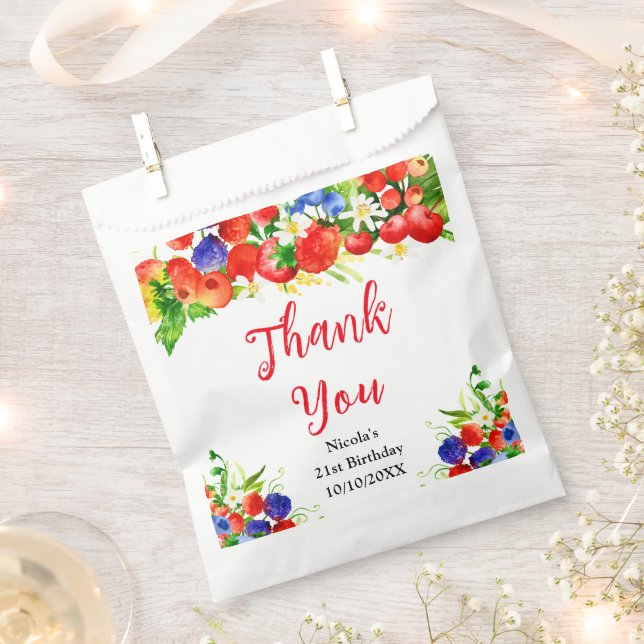 Bolsa De Papel Summer Mixed Berries Birthday Thank You (Cortado)