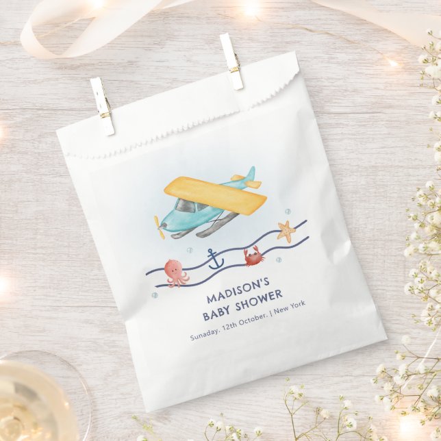Bolsa De Papel Summer Travel Adventure Sea Airplane Baby Shower (Cortado)