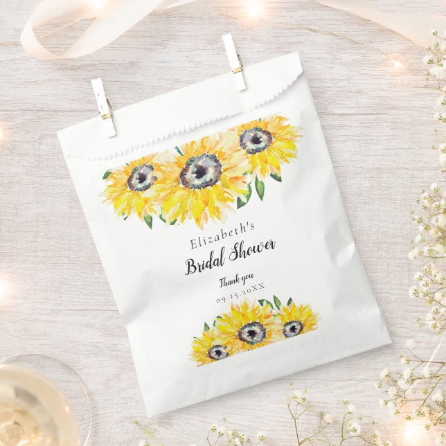 Bolsa De Papel Sunflower Bridal Shower Rustic Floral (Cortado)
