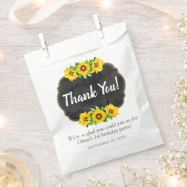 Bolsa De Papel Sunflower Chalkboard Country Farmhouse Gracias (Cortado)