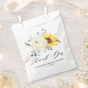 Bolsa De Papel Sunflower Ivory Peony Floral Bridal Shower