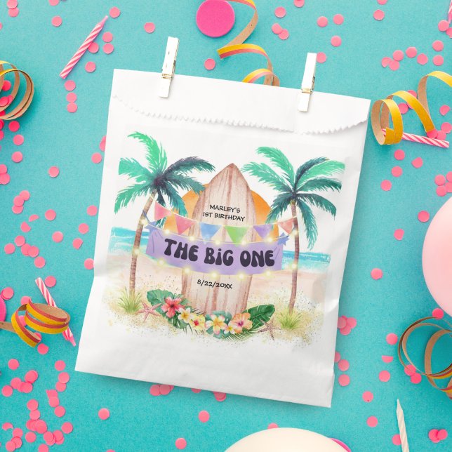 Bolsa De Papel Surf y mar | Cumpleaños del tema Big One Beach (Subido por el creador)