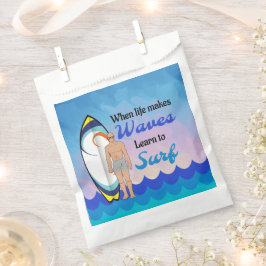 Bolsa De Papel Surfboard Ocean Waves Blue Motivation Cita