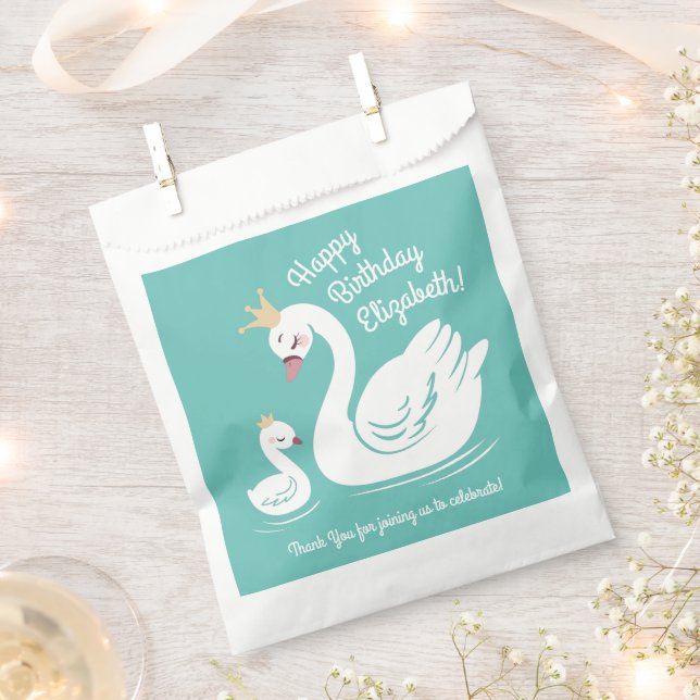 Bolsa De Papel Swan 1er cumpleaños Fiesta Baby Shower (Cortado)