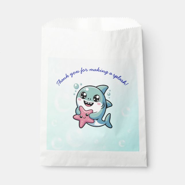 Bolsa De Papel Sweet Cute Kawaii Shark Baby Shower (Anverso)