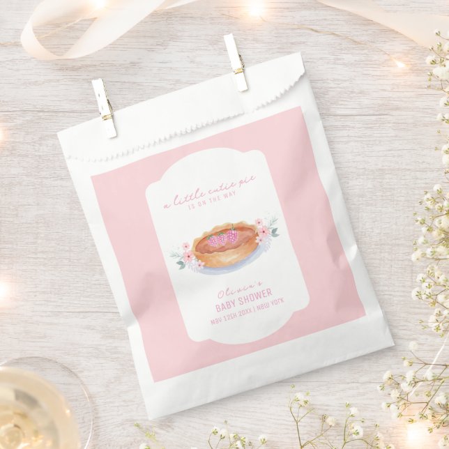 Bolsa De Papel Sweet Floral Cutie Pie Raspberry Baby Shower (Cortado)