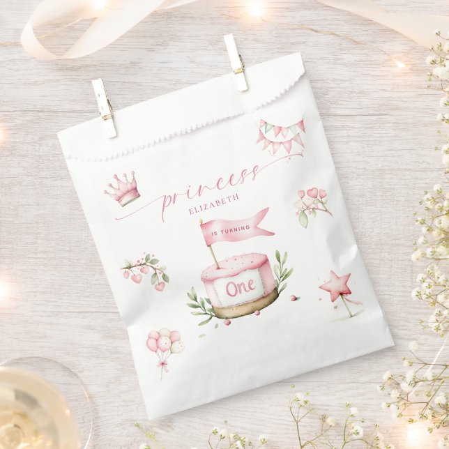 Bolsa De Papel Sweet Little Princess Pink Cake 1st Birthday (Cortado)