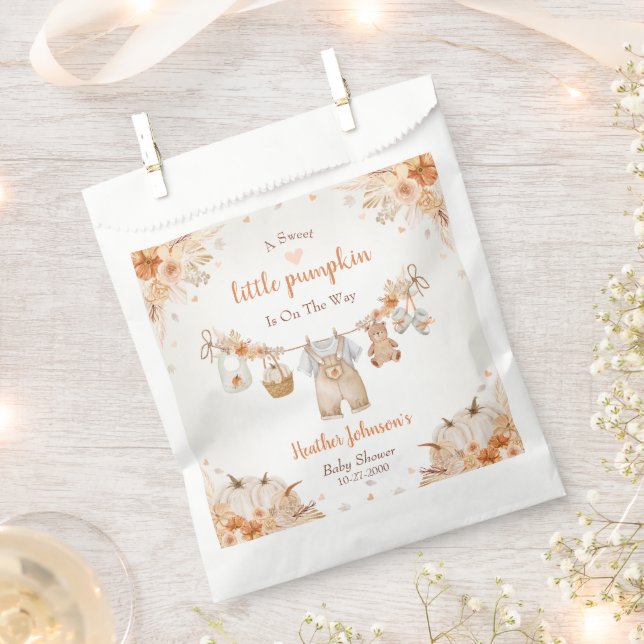 Bolsa De Papel Sweet Little Pumpkin Autumn Baby Shower (Cortado)