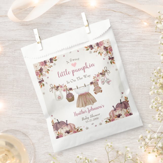 Bolsa De Papel Sweet Little Pumpkin Autumn Baby Shower (Cortado)