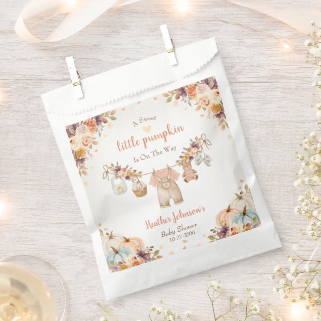 Bolsa De Papel Sweet Little Pumpkin Autumn Baby Shower (Cortado)