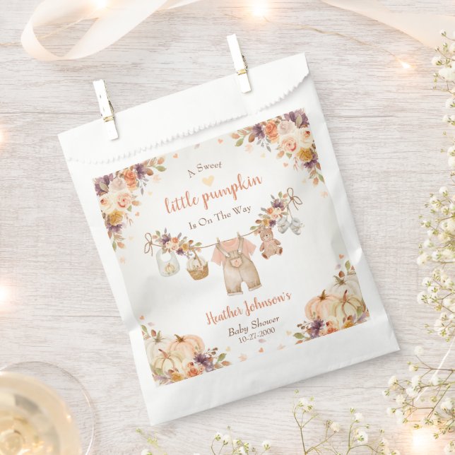 Bolsa De Papel Sweet Little Pumpkin Autumn Baby Shower (Cortado)