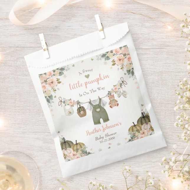 Bolsa De Papel Sweet Little Pumpkin Autumn Baby Shower (Cortado)