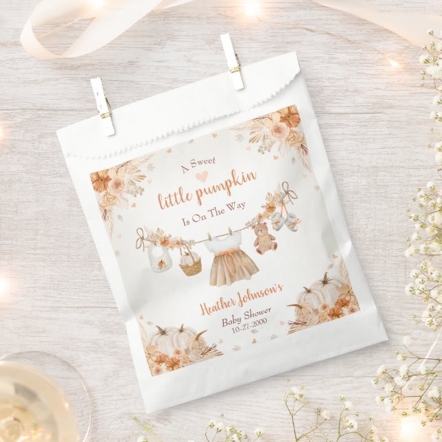 Bolsa De Papel Sweet Little Pumpkin Autumn Baby Shower (Cortado)