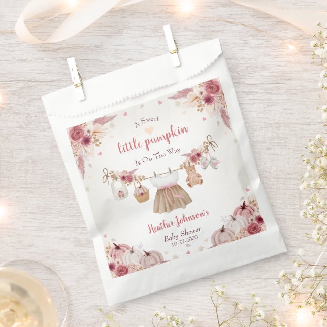 Bolsa De Papel Sweet Little Pumpkin Autumn Baby Shower  (Cortado)