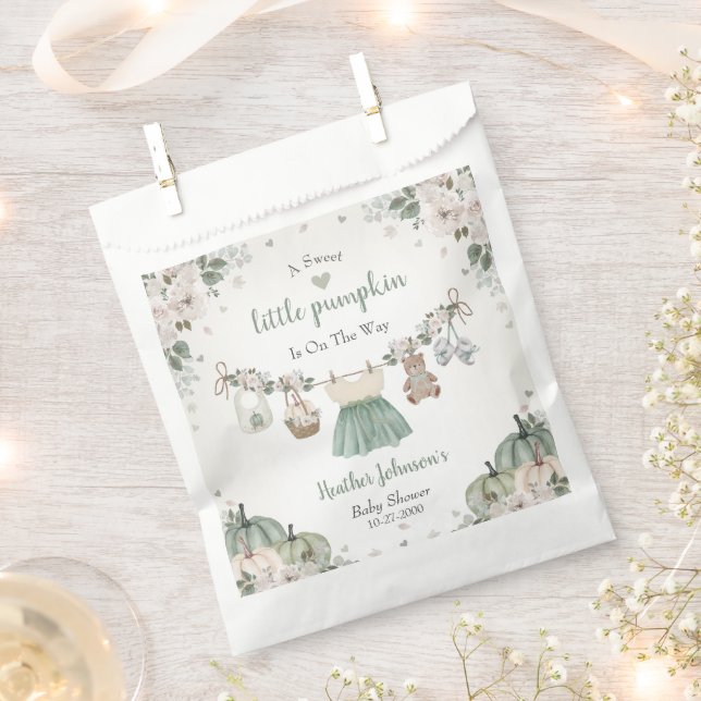Bolsa De Papel Sweet Little Pumpkin Autumn Baby Shower (Cortado)