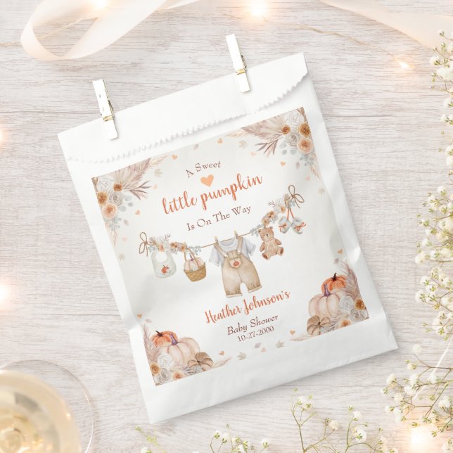 Bolsa De Papel Sweet Little Pumpkin Autumn Baby Shower (Cortado)