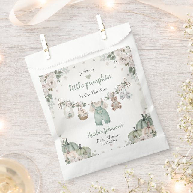 Bolsa De Papel Sweet Little Pumpkin Autumn Baby Shower (Cortado)