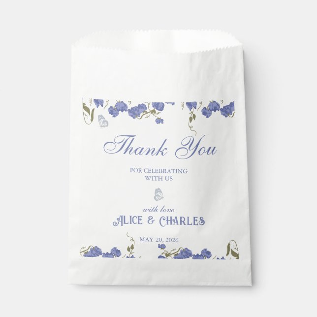 Bolsa De Papel Sweet Pea Floral Gracias Boda (Anverso)