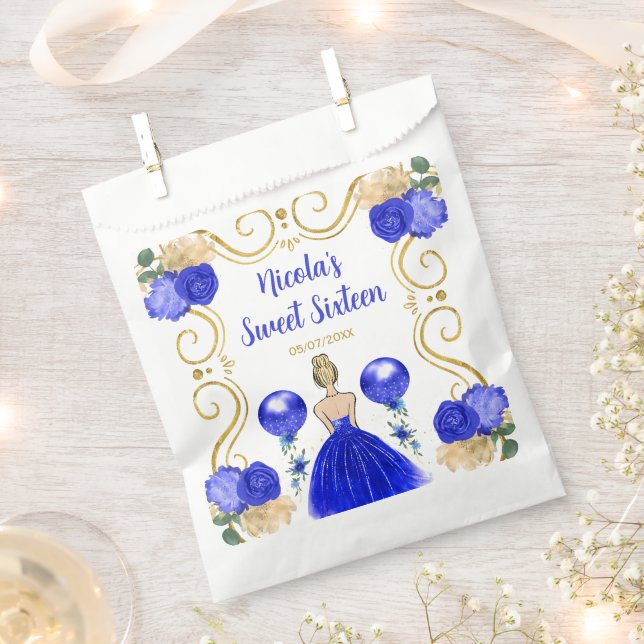 Bolsa De Papel Sweet Sixteen Blonde Princess in Blue (Cortado)