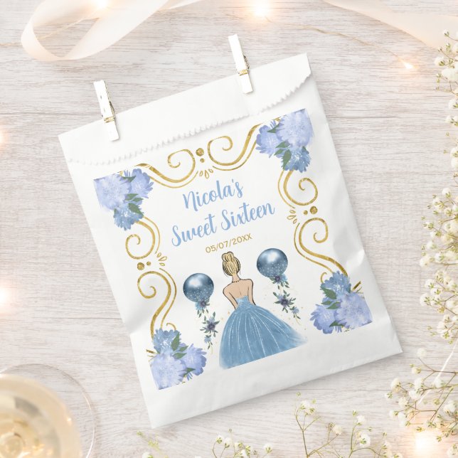 Bolsa De Papel Sweet Sixteen Blonde Princess in Dusty Blue (Cortado)