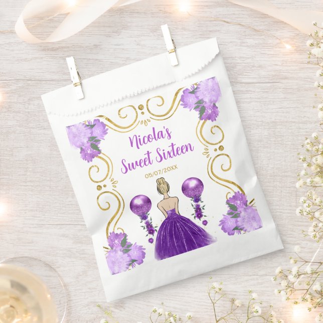 Bolsa De Papel Sweet Sixteen Blonde Princess in Purple (Cortado)