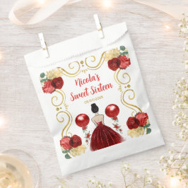 Bolsa De Papel Sweet Sixteen Brown Hair Princess in Red